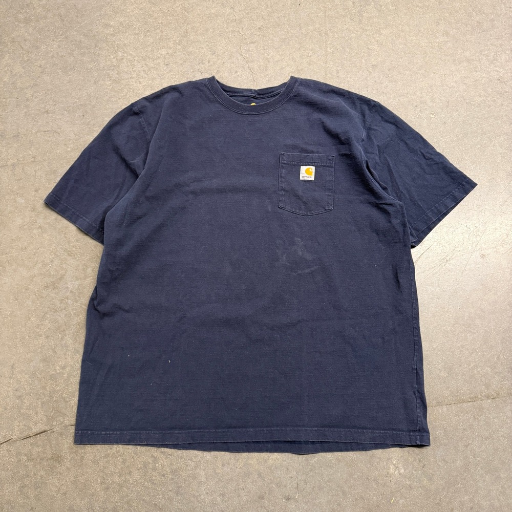 Carhartt Mens 2XL Navy Blue Original Fit Short Sleeve Pocket T-Shirt K87